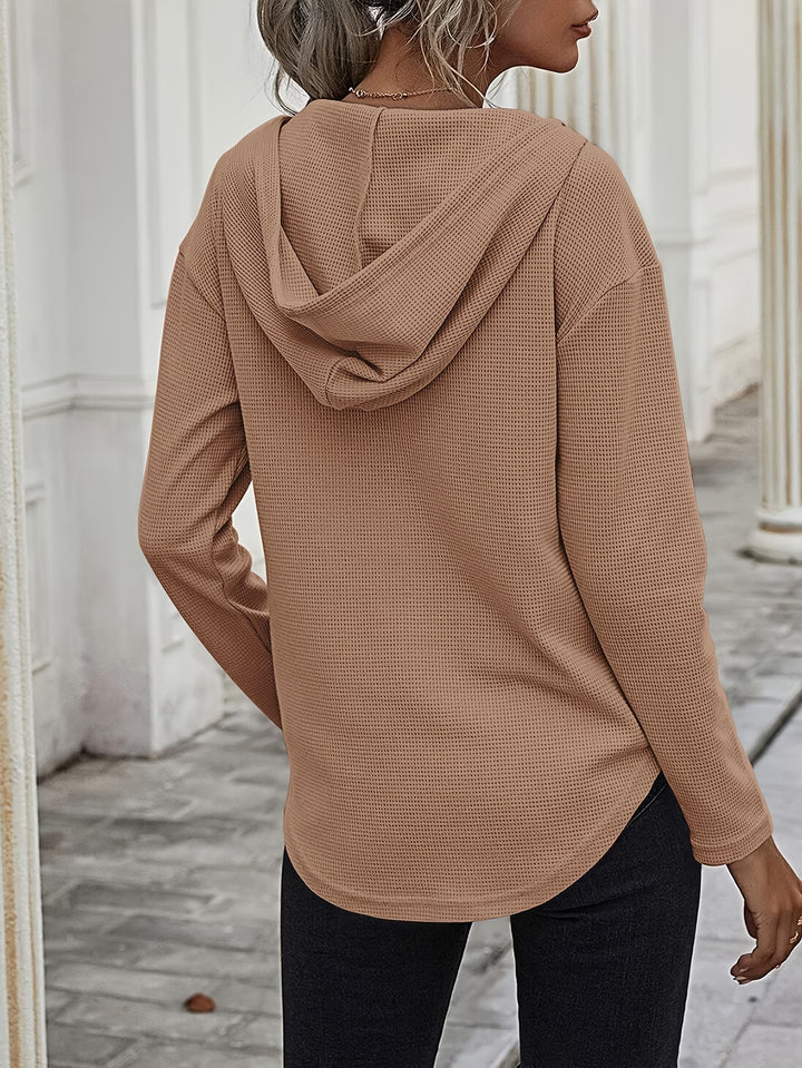 Seonie - Long Sleeve V Neck Hoodie