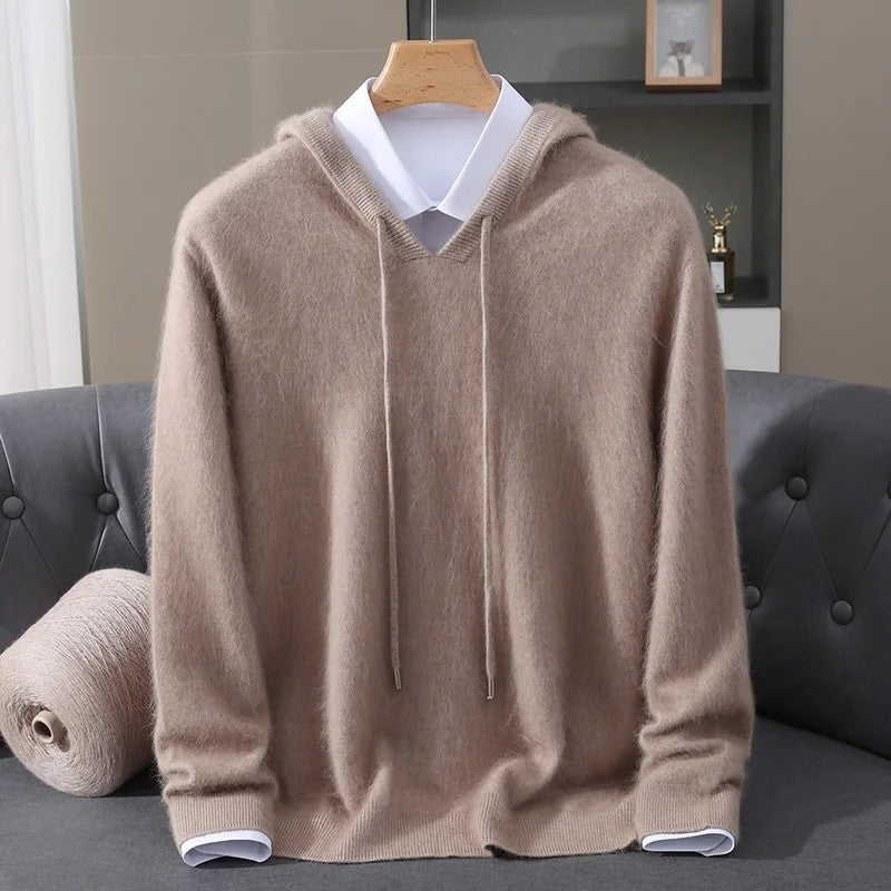 Fynch - Knitted Hoodie With Drawstring and Ribbed Cuffs