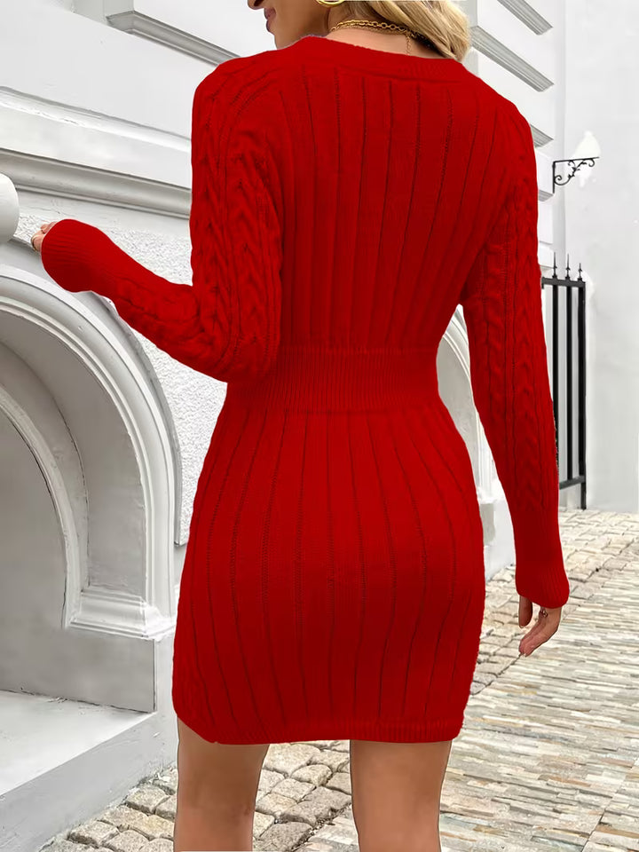 Lilona - Cable Knit Bodycon Sweater Dress