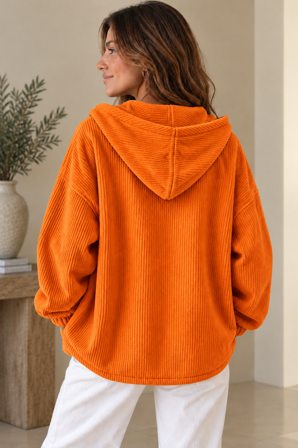 Nalina - Oversized Corduroy Hooded Jacket