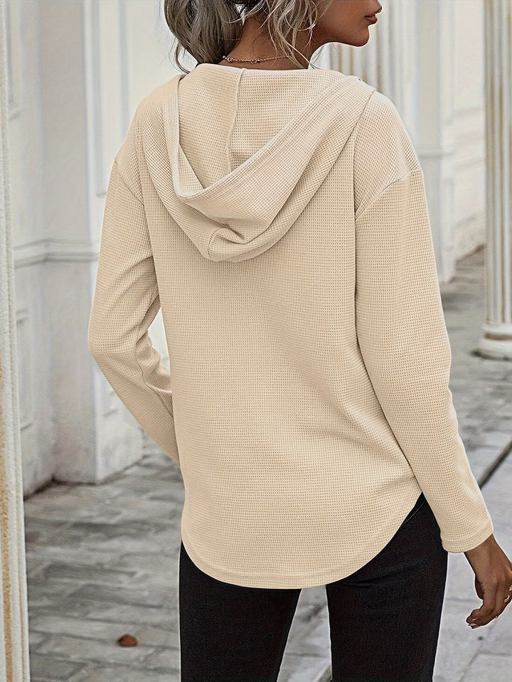Seonie - Long Sleeve V Neck Hoodie