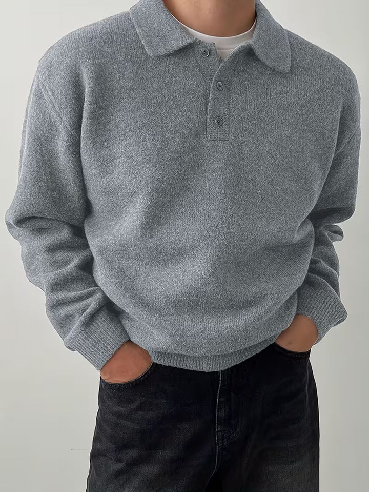 Yusif - Long Sleeve Button Up Knit Sweater