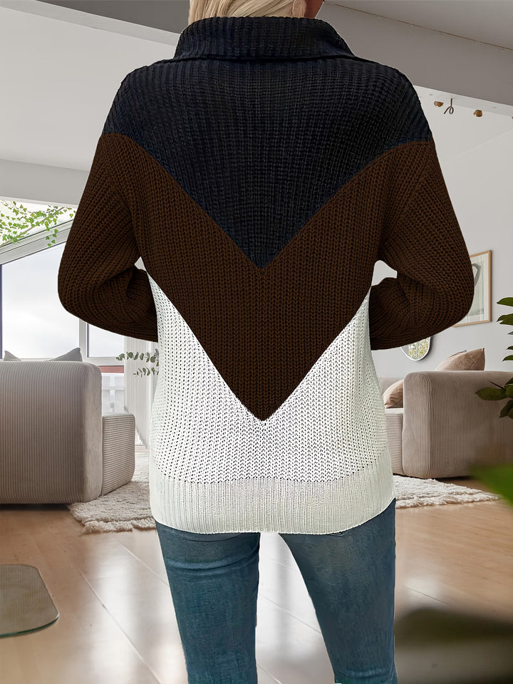 Fagina - Elegant Knitted Sweater with Half Zip