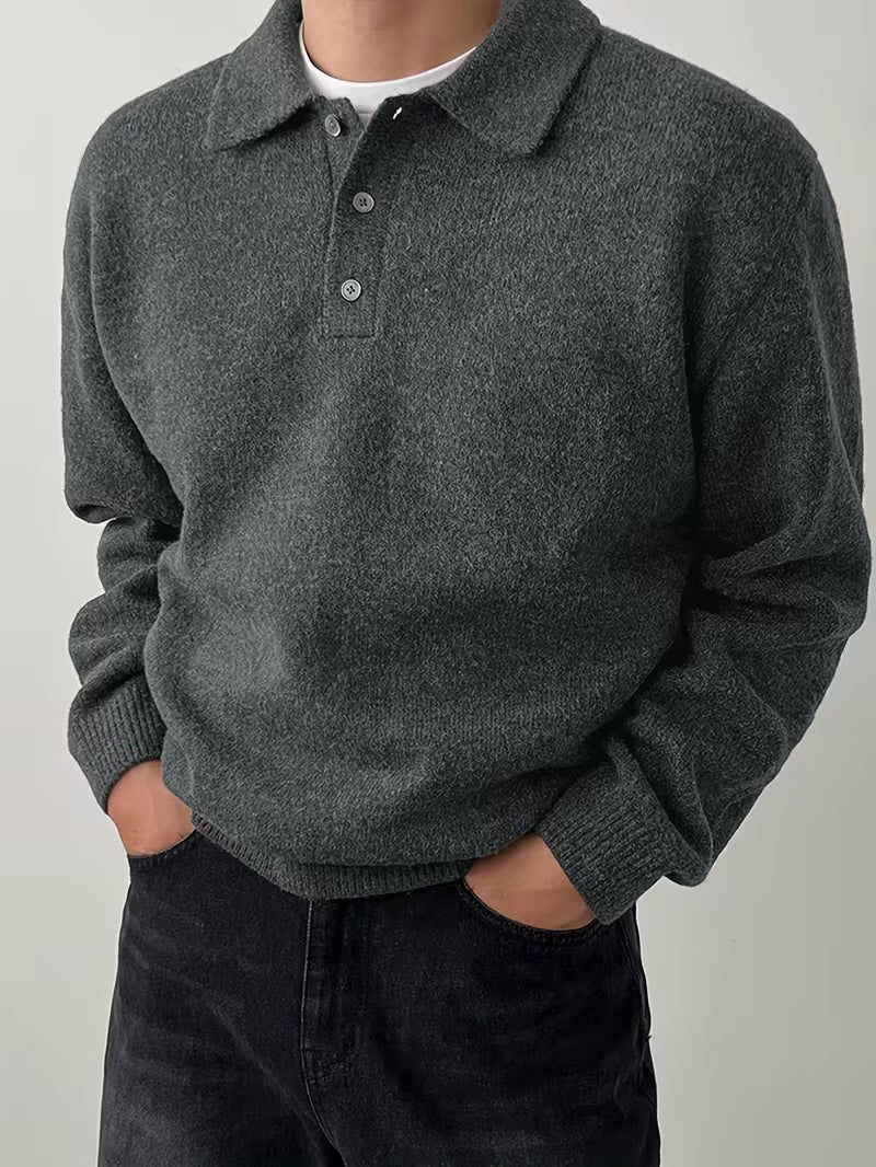 Yusif - Long Sleeve Button Up Knit Sweater