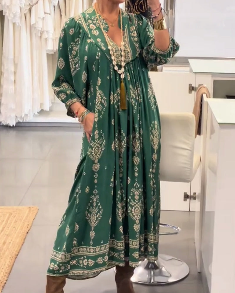 Zonia - Casual Printed Dress With Pockets