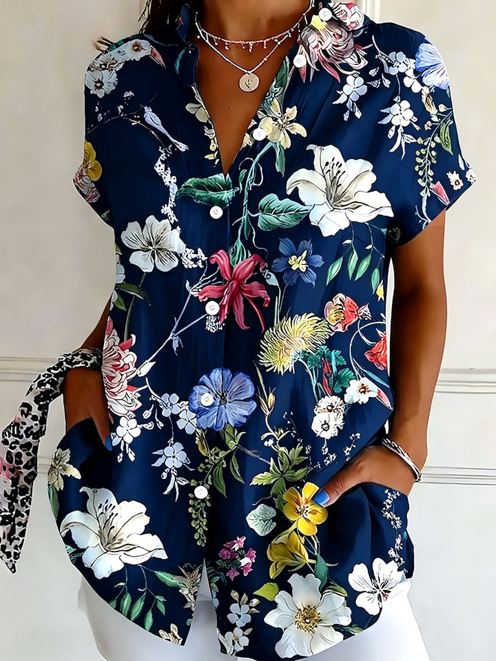 Nabilah - Casual Short Sleeve Top With Floral Print