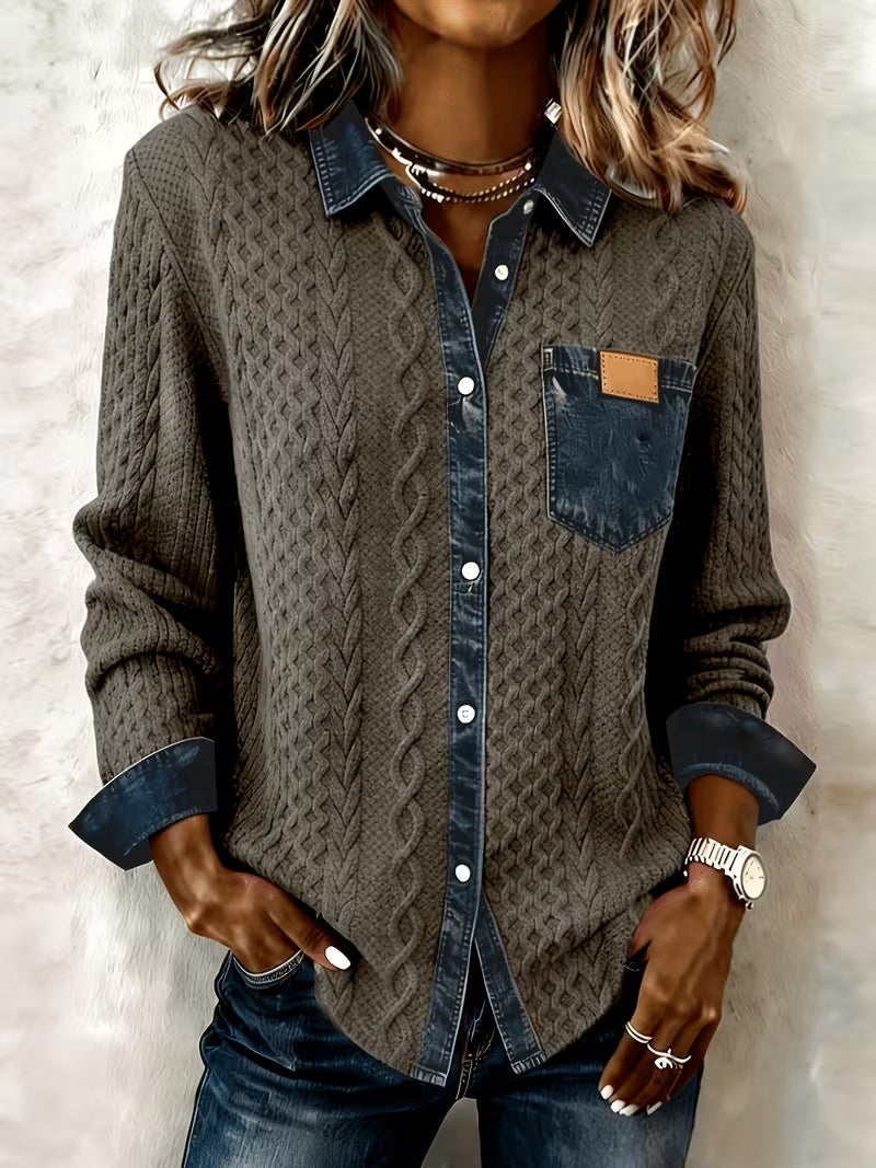 Leoora - Long-Sleeve Patch Pocket Shirt