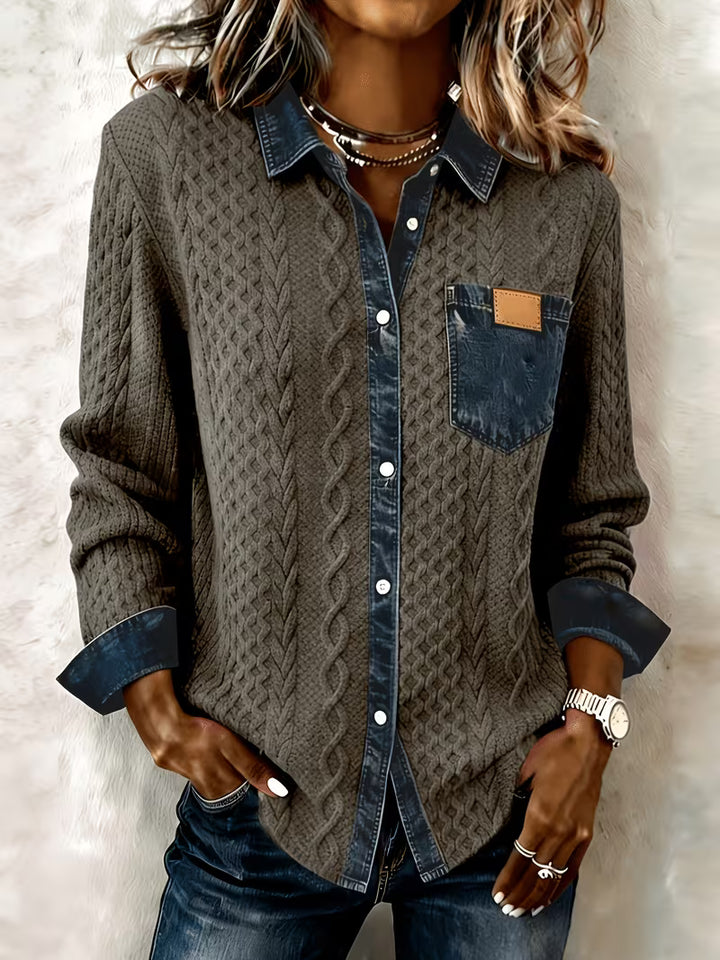 Leoora - Long-Sleeve Patch Pocket Shirt