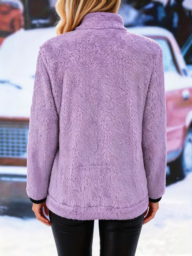 Galiena - Fuzzy Long Sleeve Zip-Up Jacket