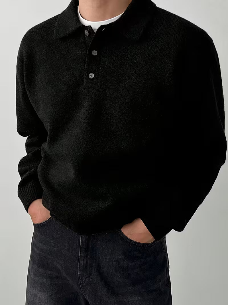 Yusif - Long Sleeve Button Up Knit Sweater