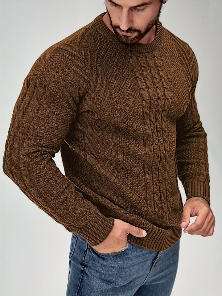 Eiduks - Classic Cable Knit Crew Neck Sweater