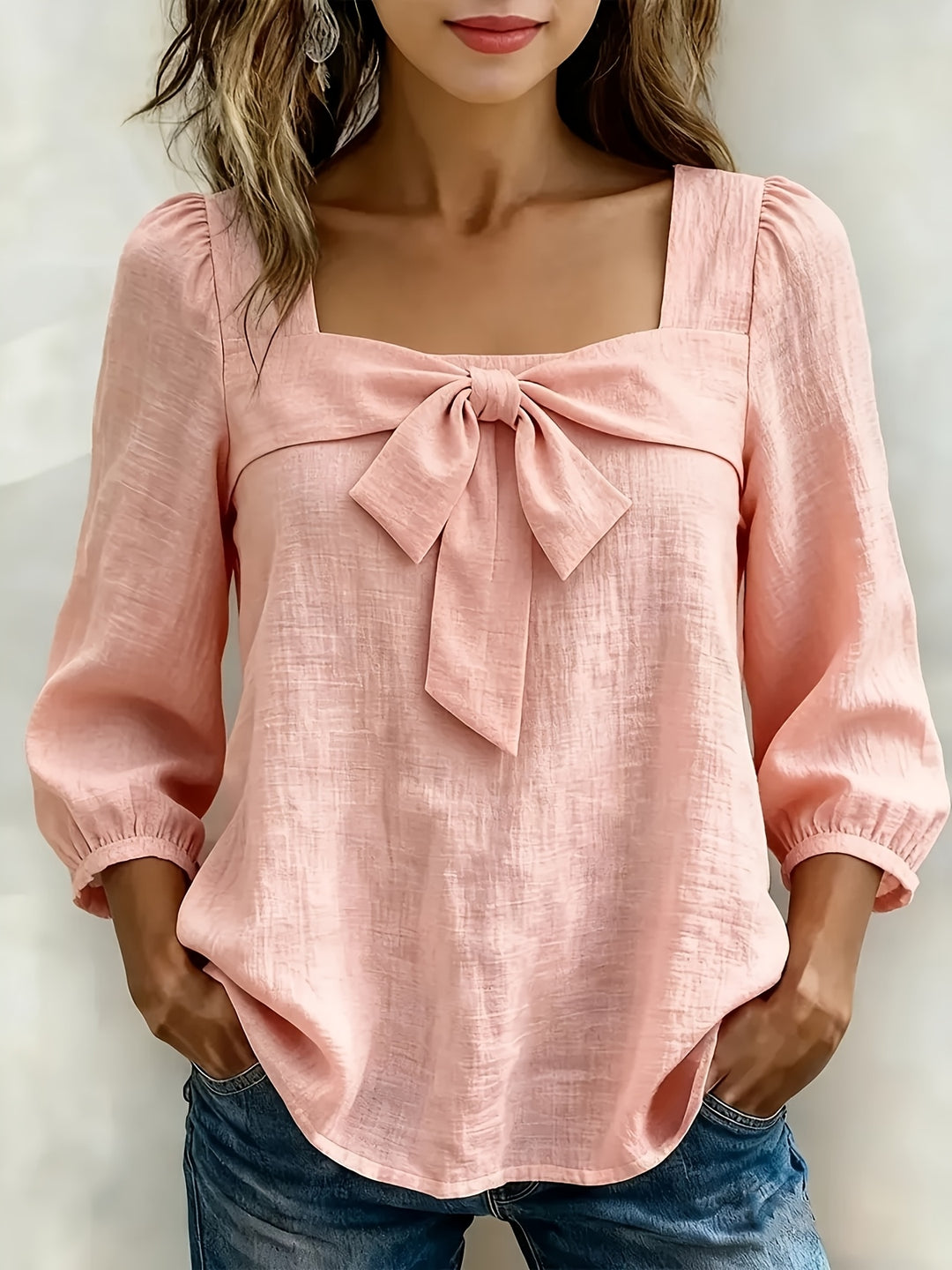 Monnie - Casual Summer Bow Shirt