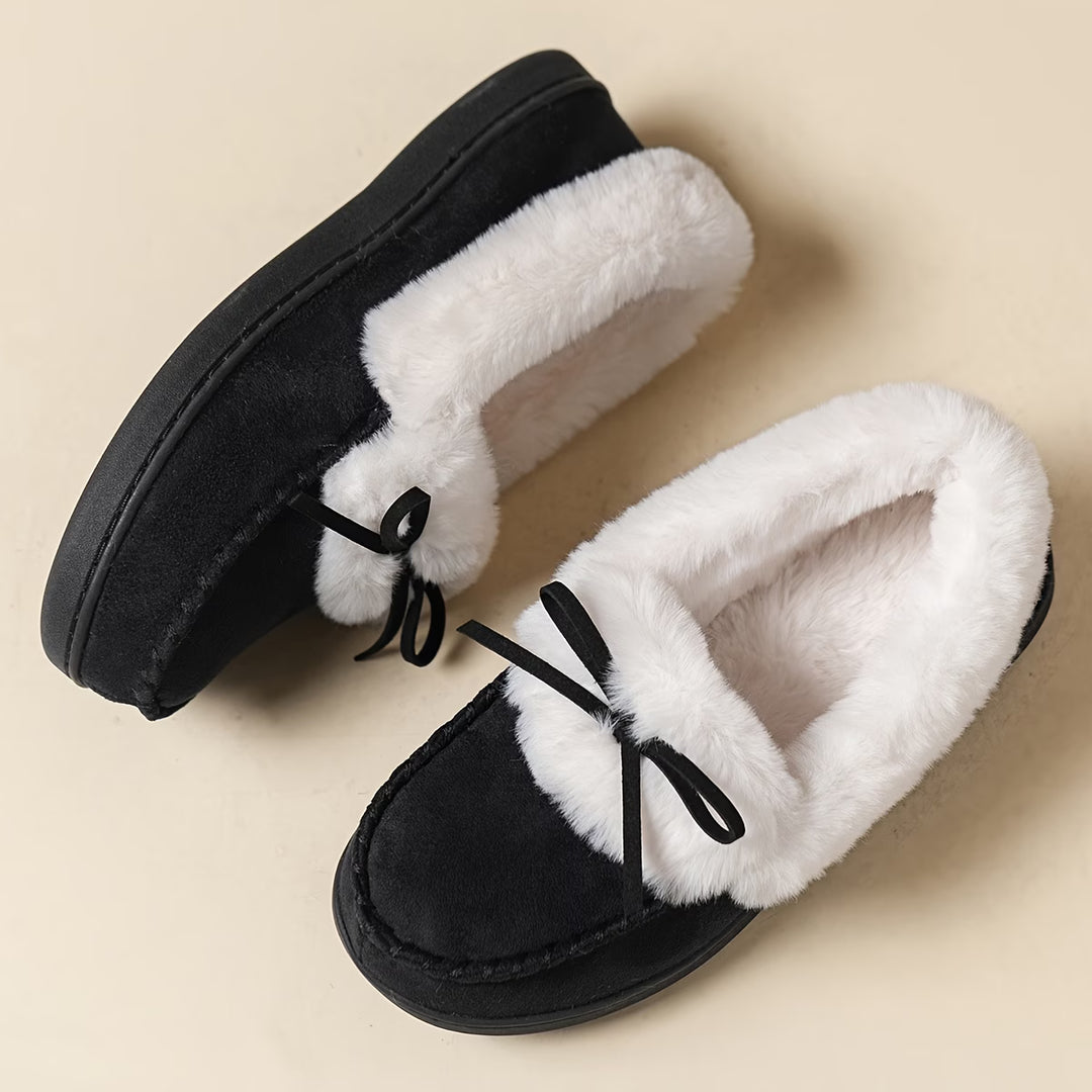 Suzia - Cozy Plush Slipper With Bow