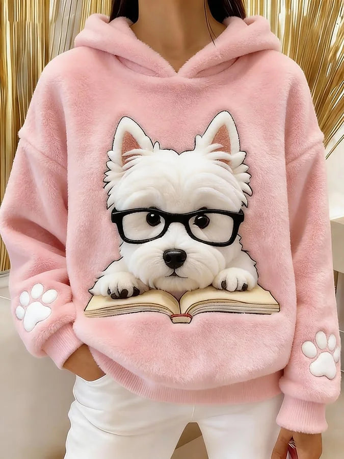 Eglantine - Terrier Print Flannel Hooded Sweatshirt