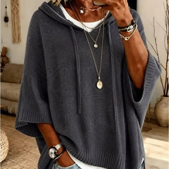 Kinala - Oversized Knit Hoodie With Drawstring