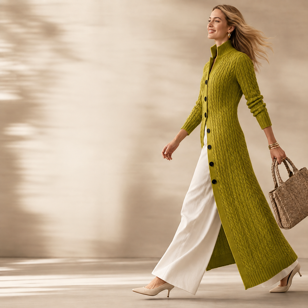 Noreena - Cardigan with Cable Knit and Button Closure