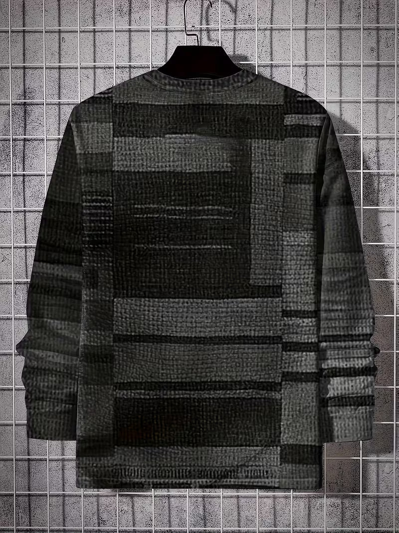 Kellan - Patchwork Geometric Print Long Sleeve Shirt