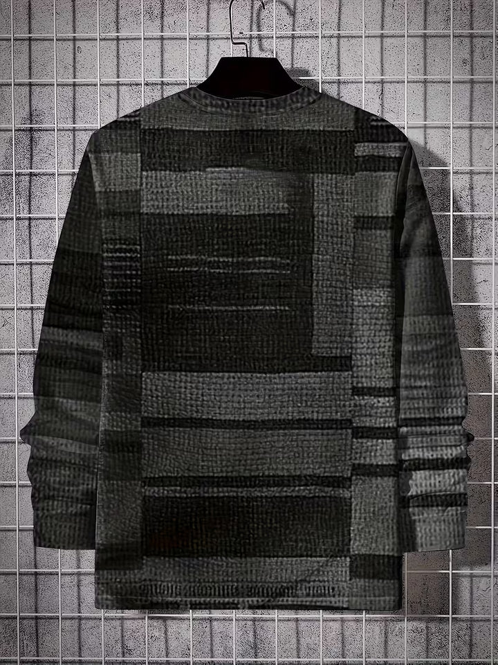 Kellan - Patchwork Geometric Print Long Sleeve Shirt