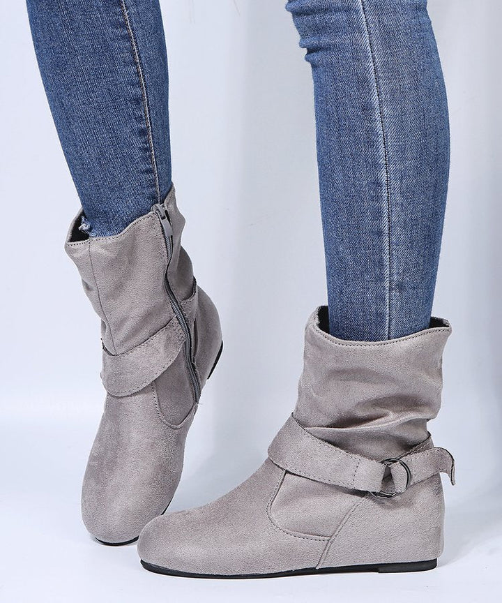 Erendyra - Ankle Boots With Buckle Strap and Side Zipper