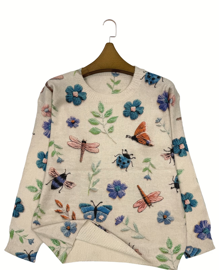 Lesa - Sweater With Floral and Insect Print