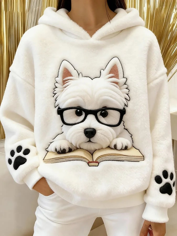 Eglantine - Terrier Print Flannel Hooded Sweatshirt