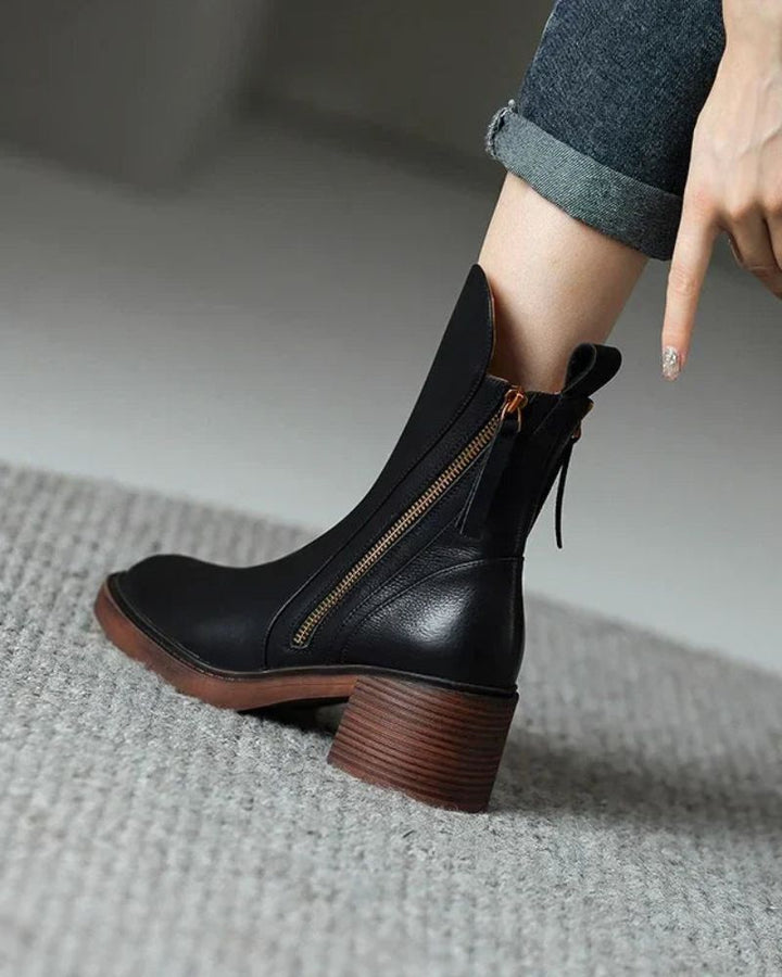 Pernelle - Square Heel Leather Boot
