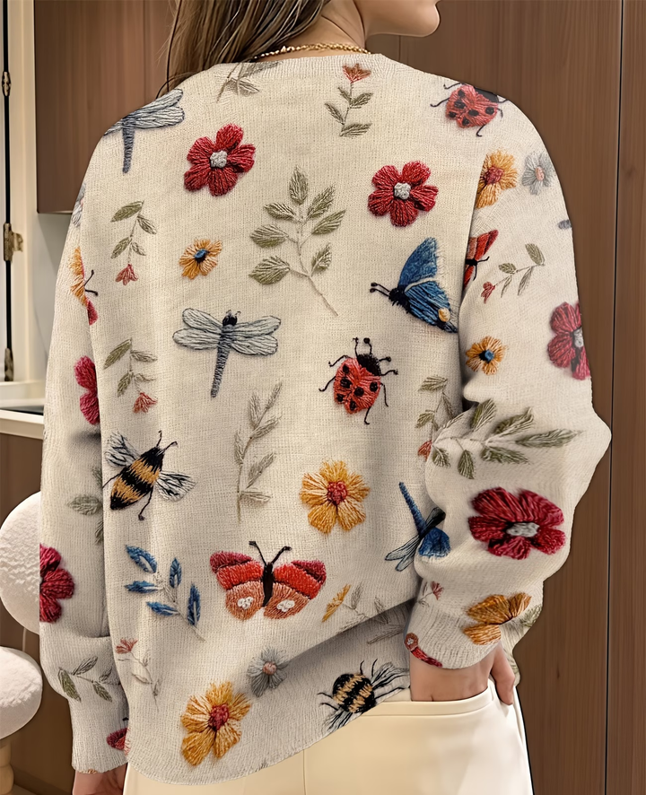 Lesa - Sweater With Floral and Insect Print