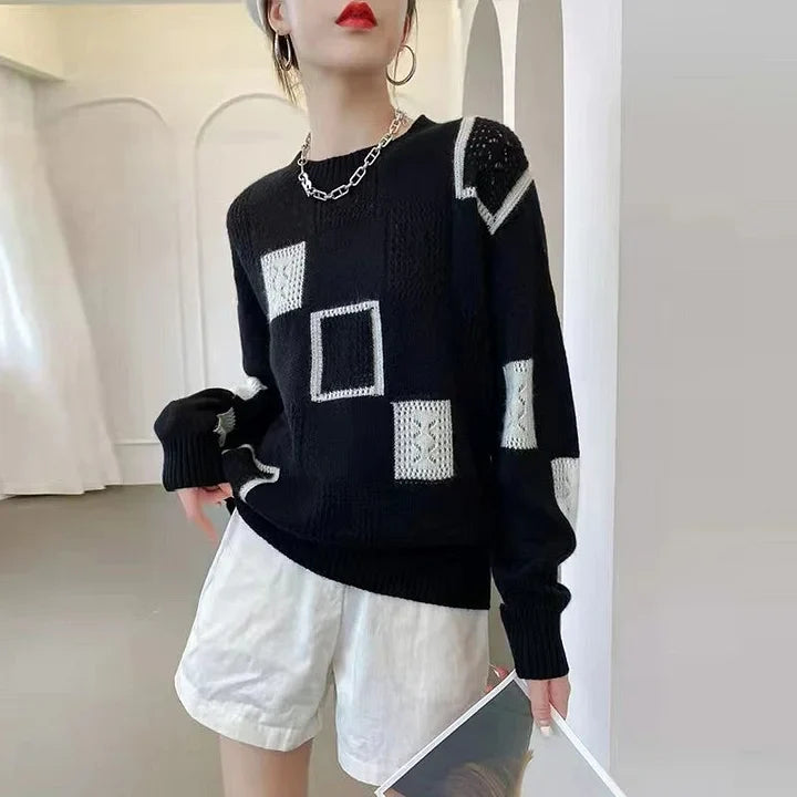Aniska - Block Pattern Knitted Sweater