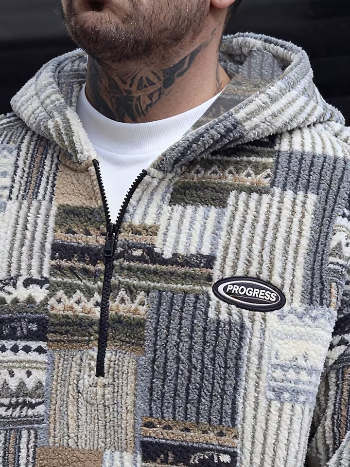 Silvain - Printed Zip-Up Hooded Sweatshirt