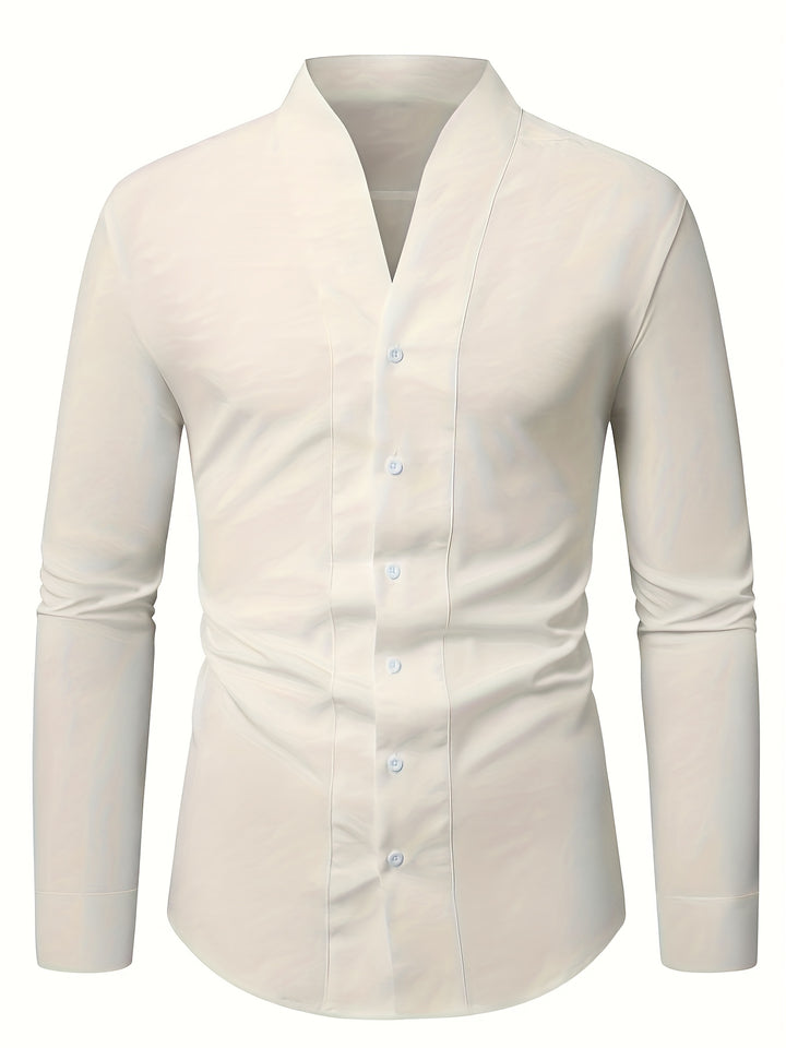 Almasbek - Slim Fit Long Sleeved V-Neck Shirt