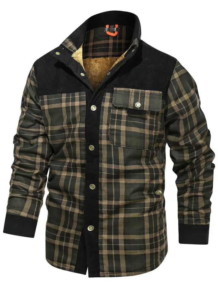 Kerrik - Plush Lined Lapel Plaid Jacket