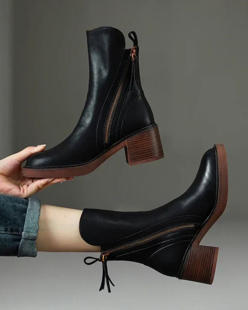 Pernelle - Square Heel Leather Boot