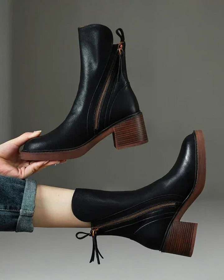 Pernelle - Square Heel Leather Boot