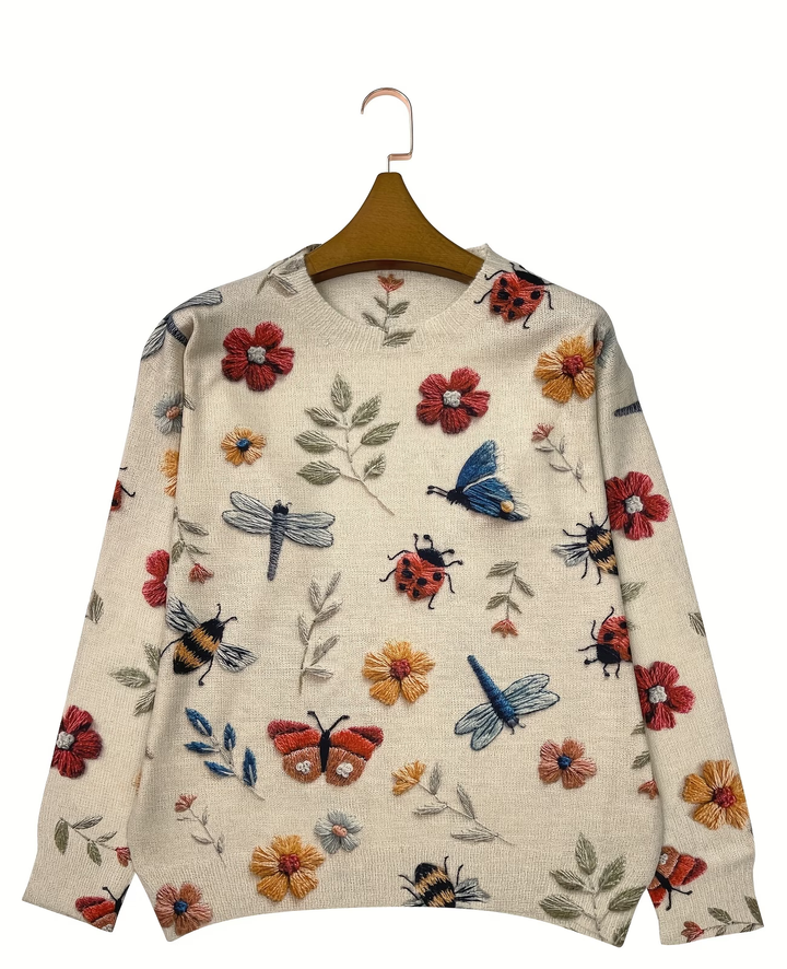 Lesa - Sweater With Floral and Insect Print