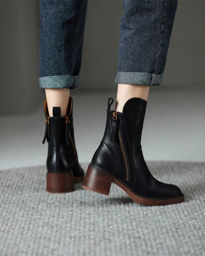 Pernelle - Square Heel Leather Boot