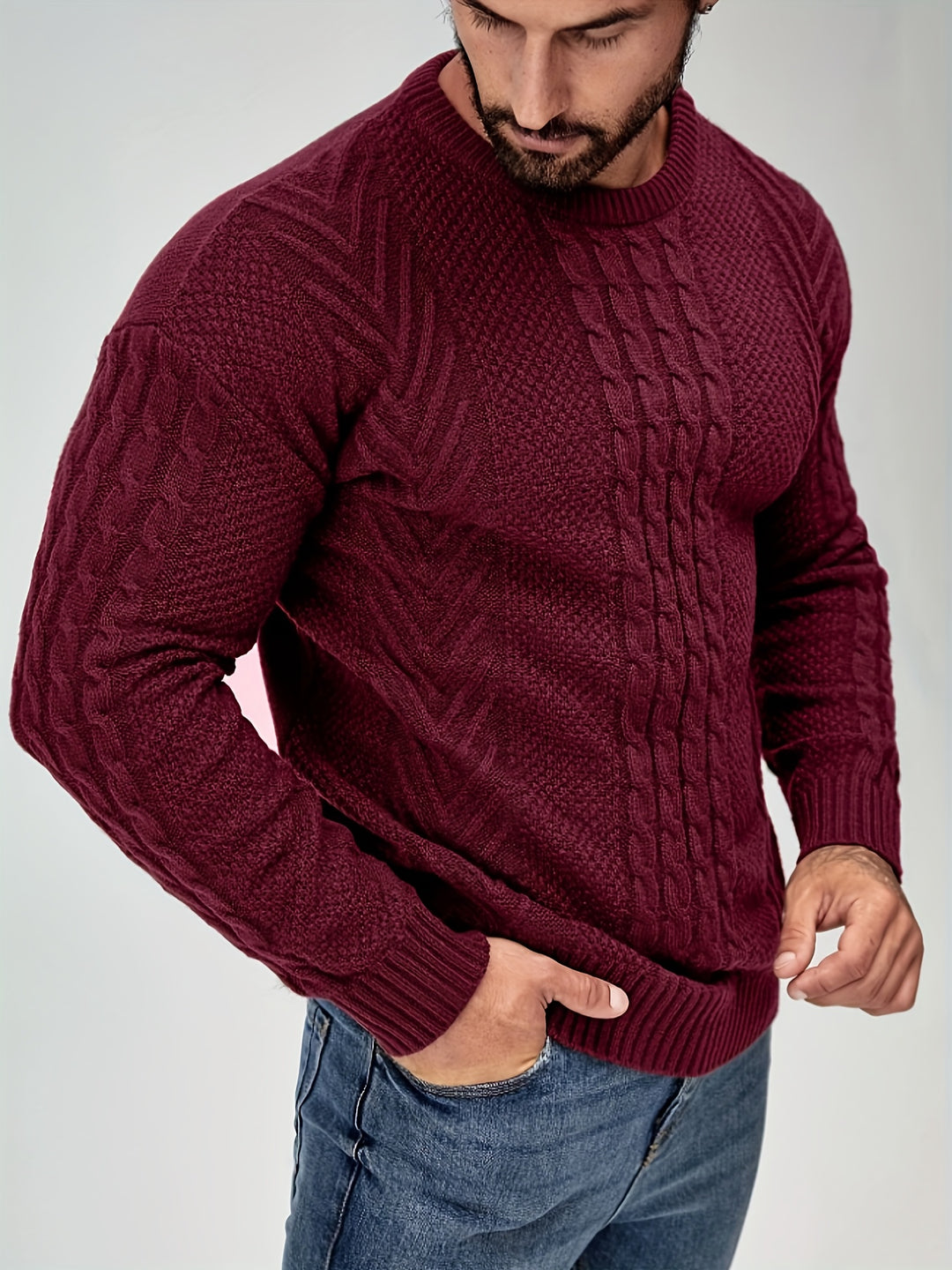 Eiduks - Classic Cable Knit Crew Neck Sweater