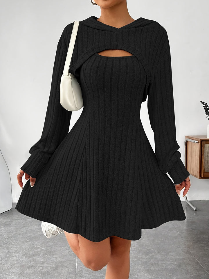 Joaquina - Ribbed Mini Dress With Cropped Hooded Top