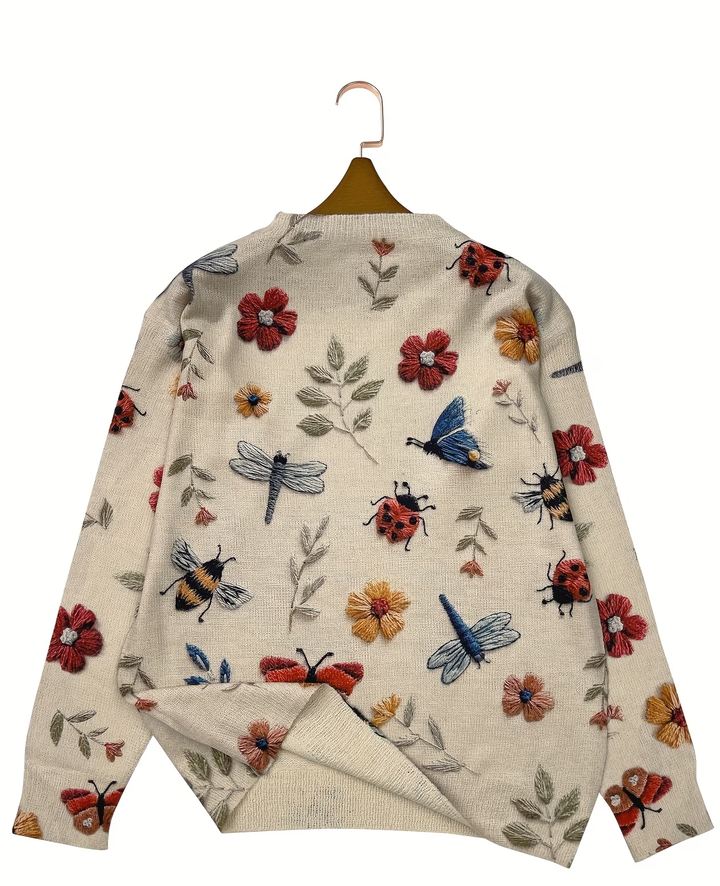 Lesa - Sweater With Floral and Insect Print
