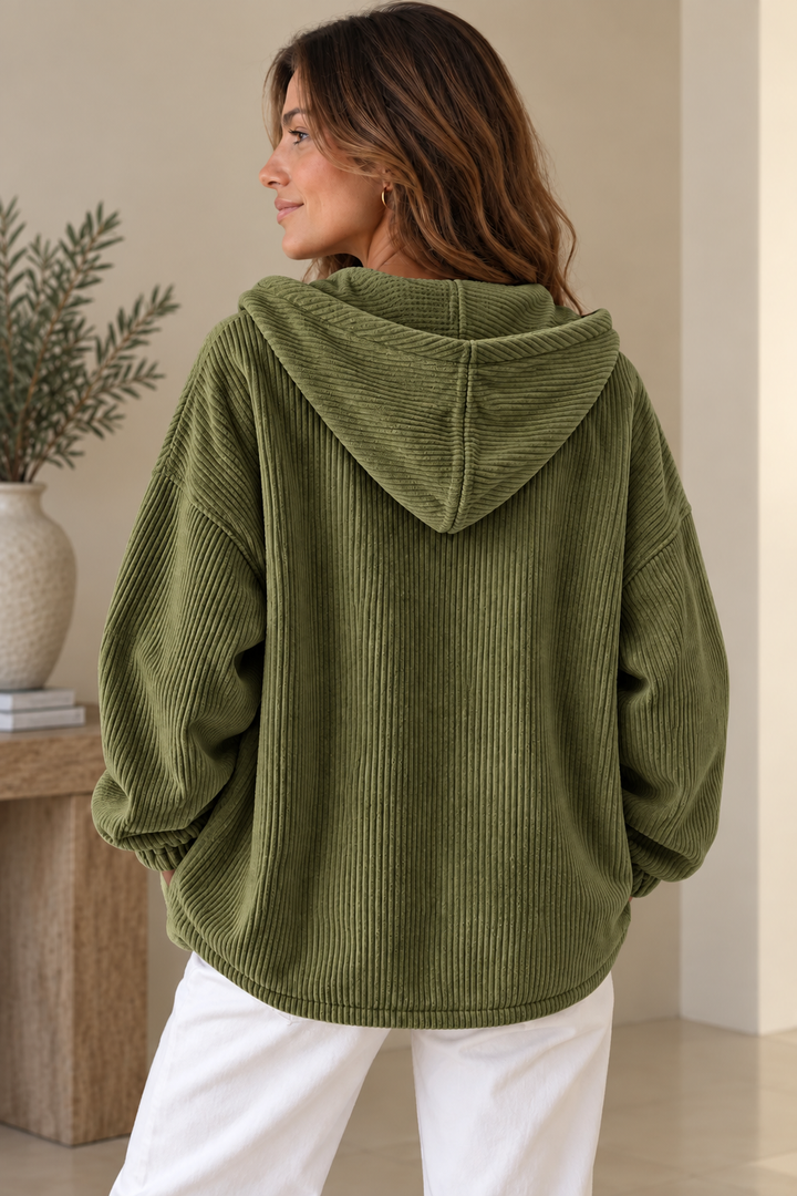 Nalina - Oversized Corduroy Hooded Jacket