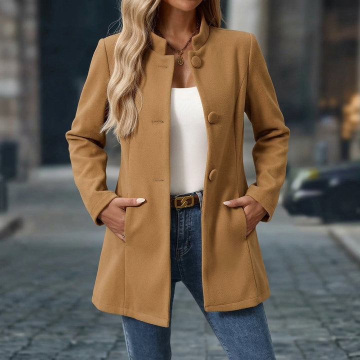 Liselotte - Collarless Button-Front Longline Coat