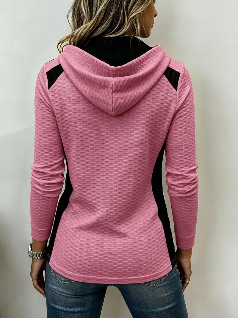 Leinea - Textured Colorblock Hooded Top