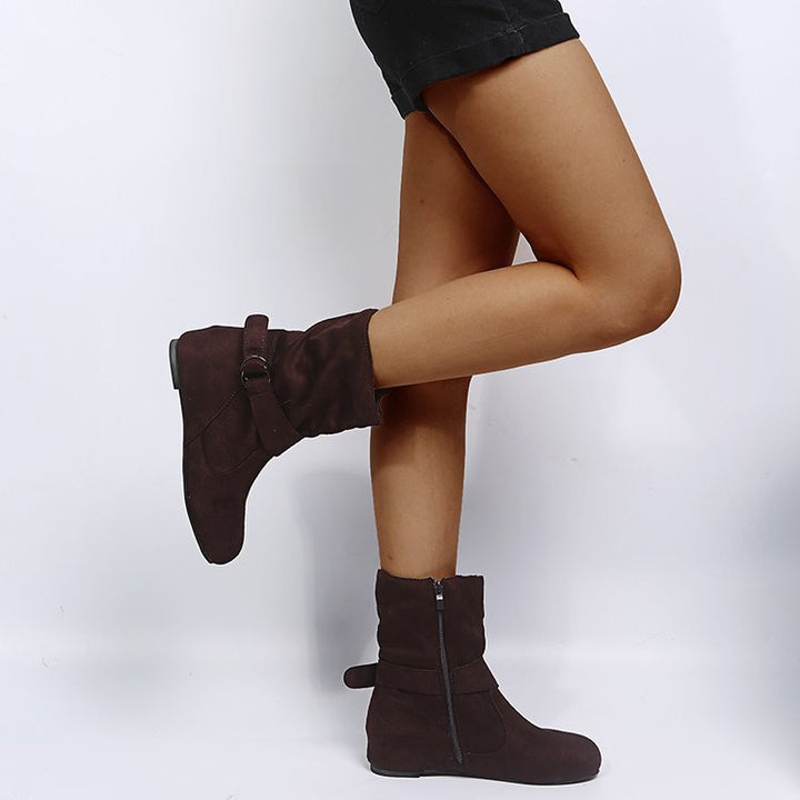 Erendyra - Ankle Boots With Buckle Strap and Side Zipper
