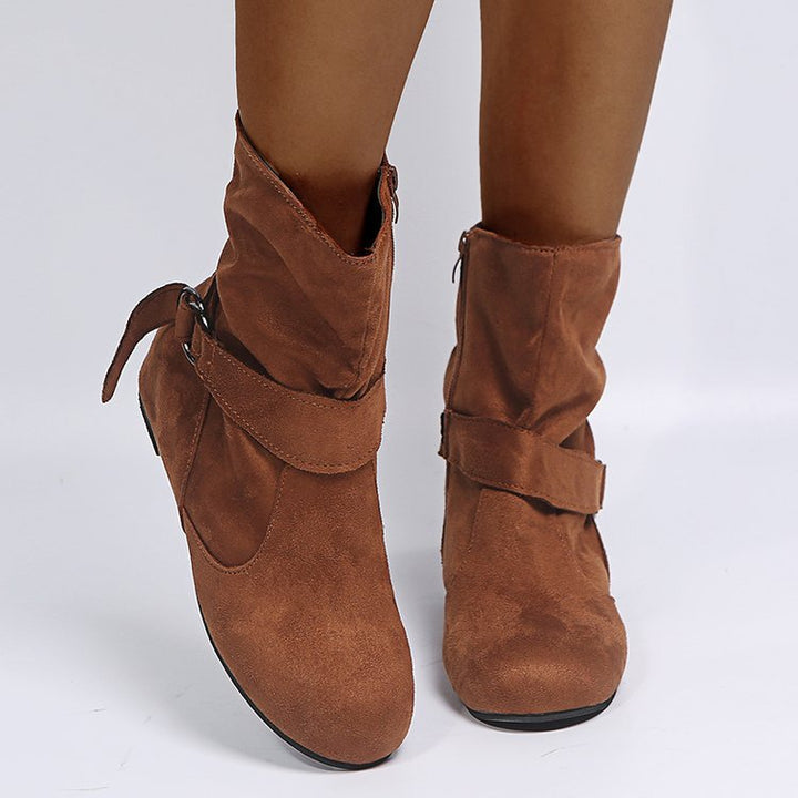 Erendyra - Ankle Boots With Buckle Strap and Side Zipper