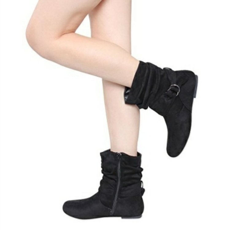 Erendyra - Ankle Boots With Buckle Strap and Side Zipper