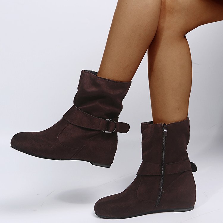 Erendyra - Ankle Boots With Buckle Strap and Side Zipper