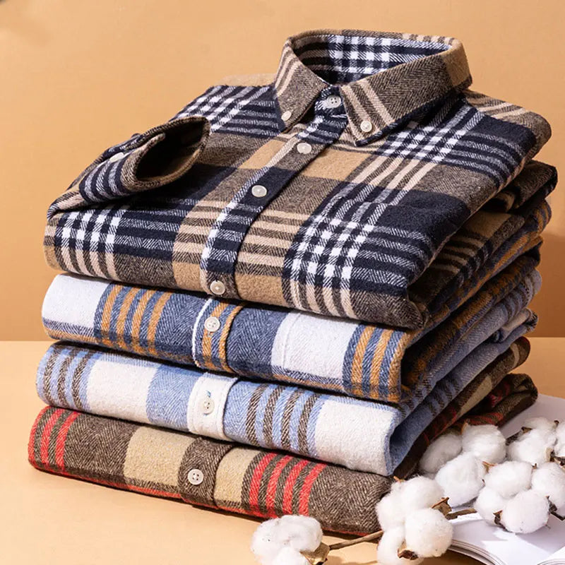 Joman - Plaid Button-Up Long Sleeve Shirt