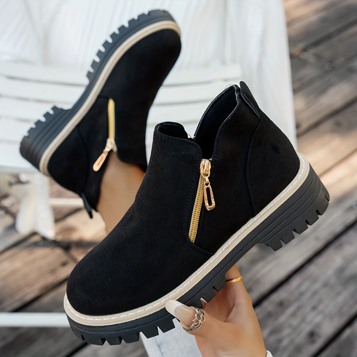 Angelika - Suede Ankle Boots With Side Zip