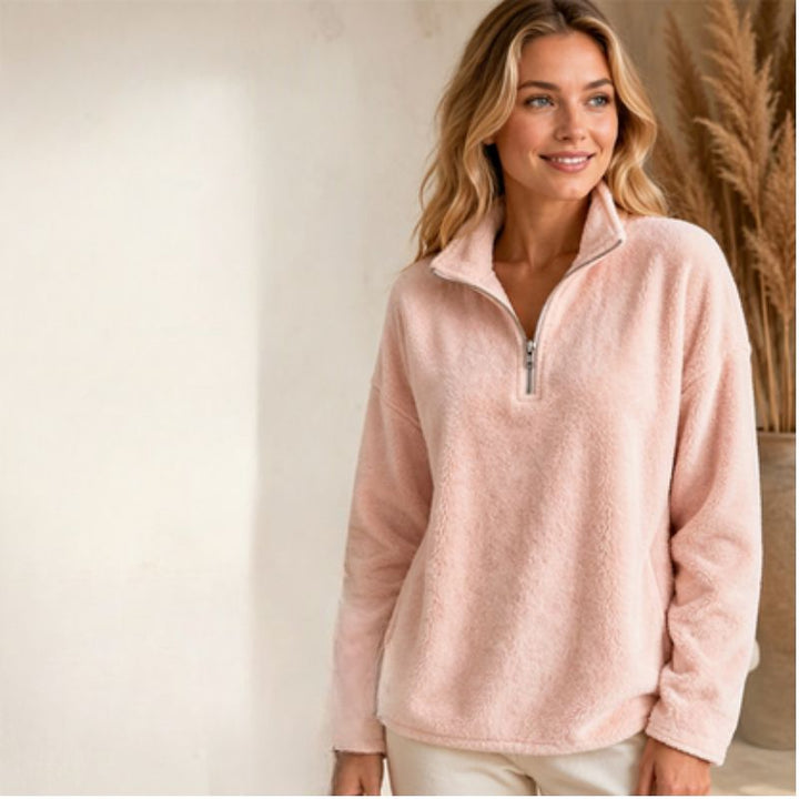 Akino - Fleece Pullover With Half Zip and Collar
