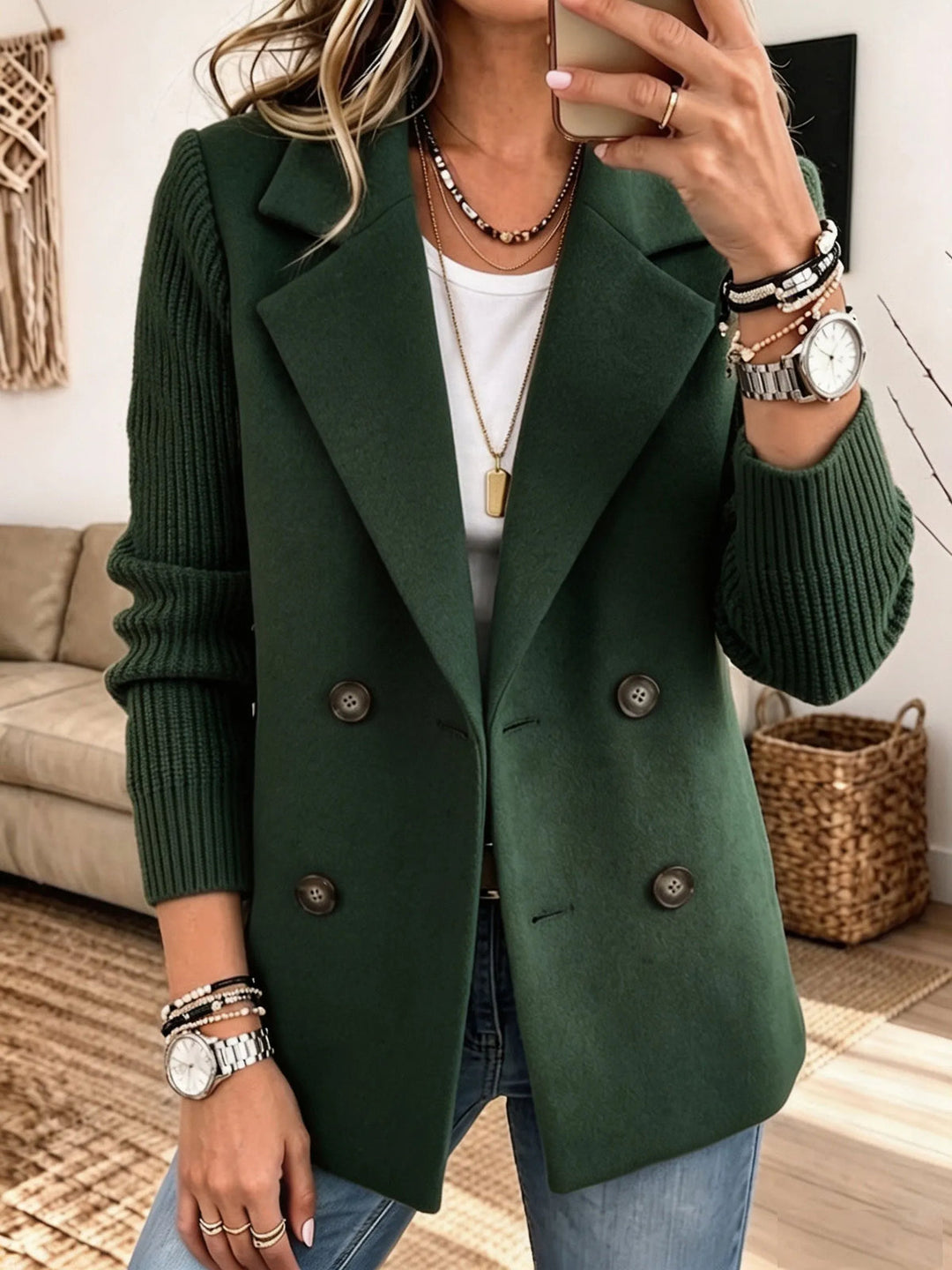 Winchell - Stylish Autumn Jacket With Knitted Sleeves