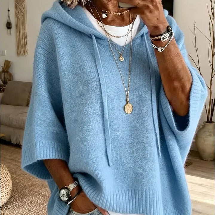 Kinala - Oversized Knit Hoodie With Drawstring